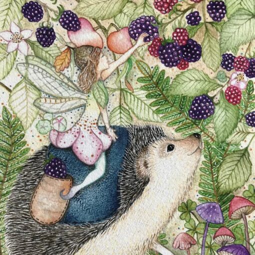 Close up of The Hedghog & the Hedgerow Foraging Fairy