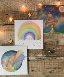 Buy a pack of three Greeting Cards with rainbow designs