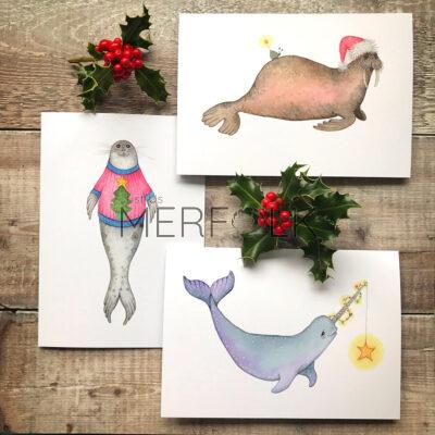 Festive Mamal Marine Christmas Cards for Sea Lovers